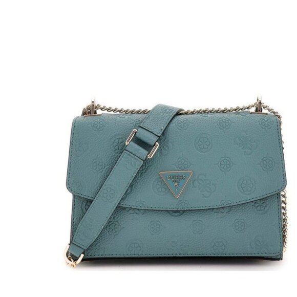 GUESS Cresidia logo embossed convertible small shoulder crossbody bag -Teal - Picture 1 of 14